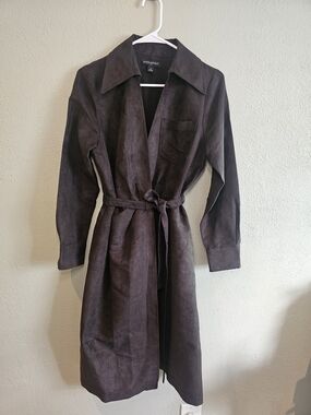 Banana Republic Women’s Size 6 Coffee Brown Faux Suede Wrap Dress Belted